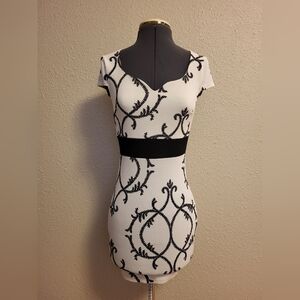 Alt. B White & Black Bodycon Knit Dress